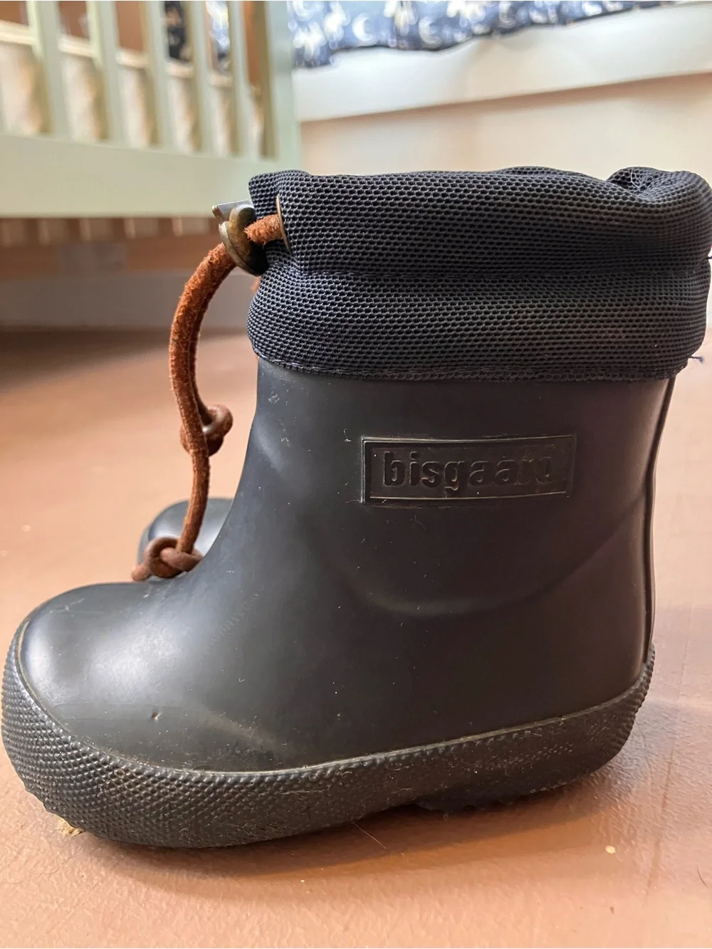Bisgaard baby wool-lined rubber boots in navy blue